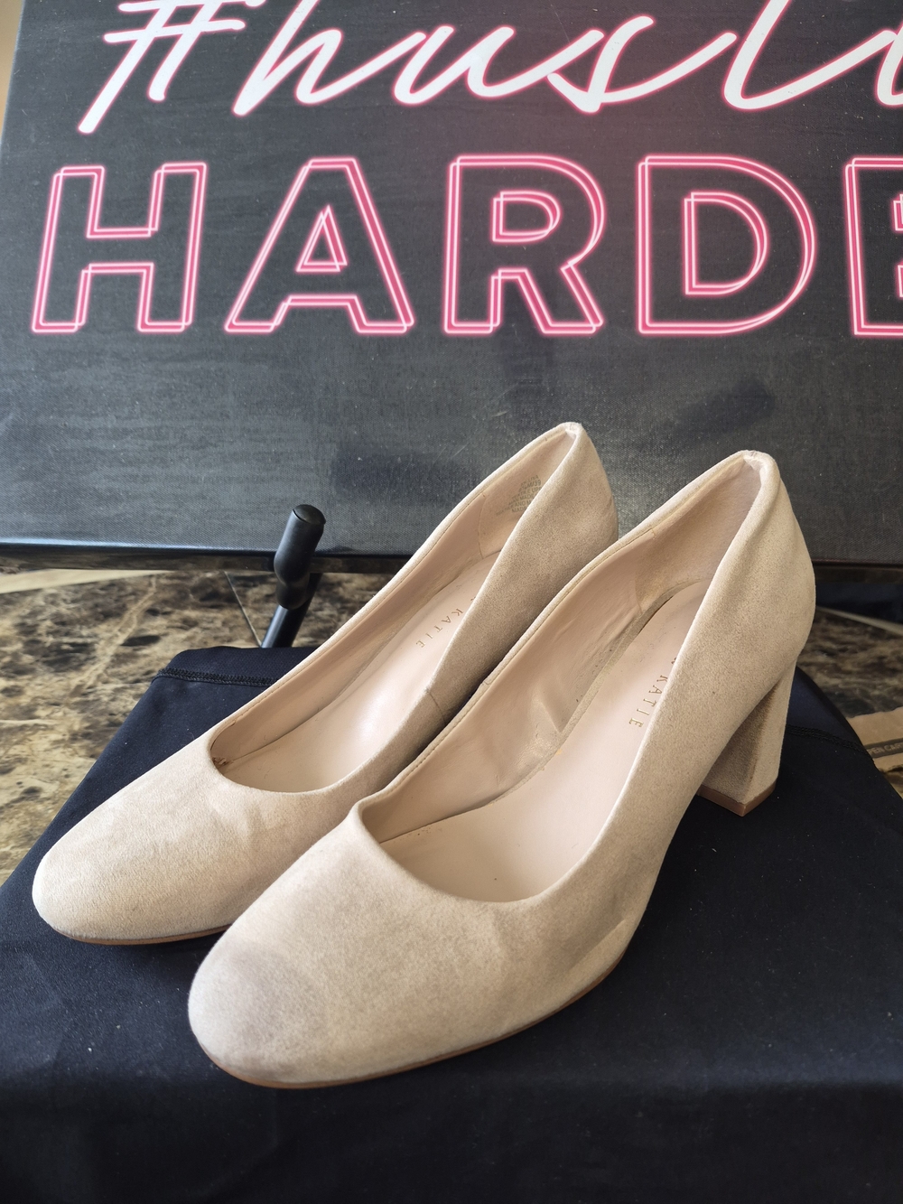 Kelly & Katie Beige Block Heel Pumps